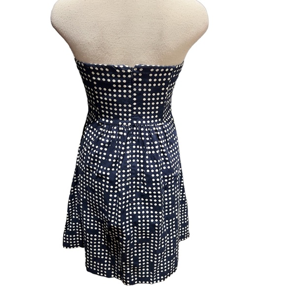 Gap Linen Blend Navy Dot Print Strapless Dress Size 4 NWT - Picture 6 of 9